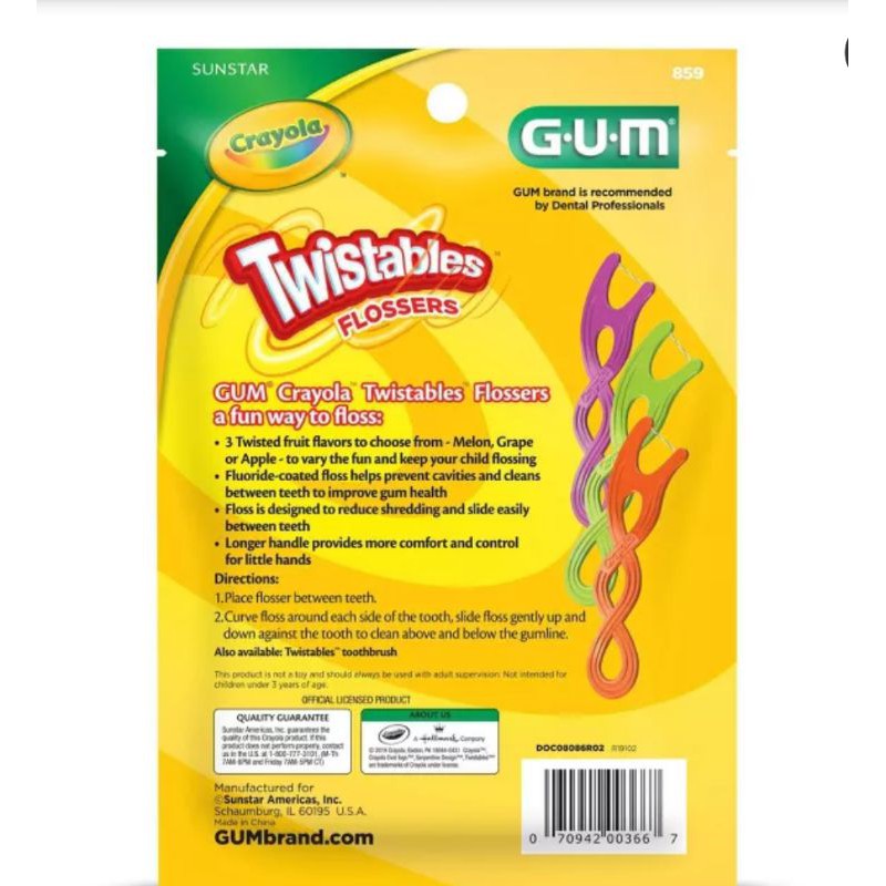 GUM Kids Flossers Twistable Flossers 90pcs / Dental Floss Anak Gum