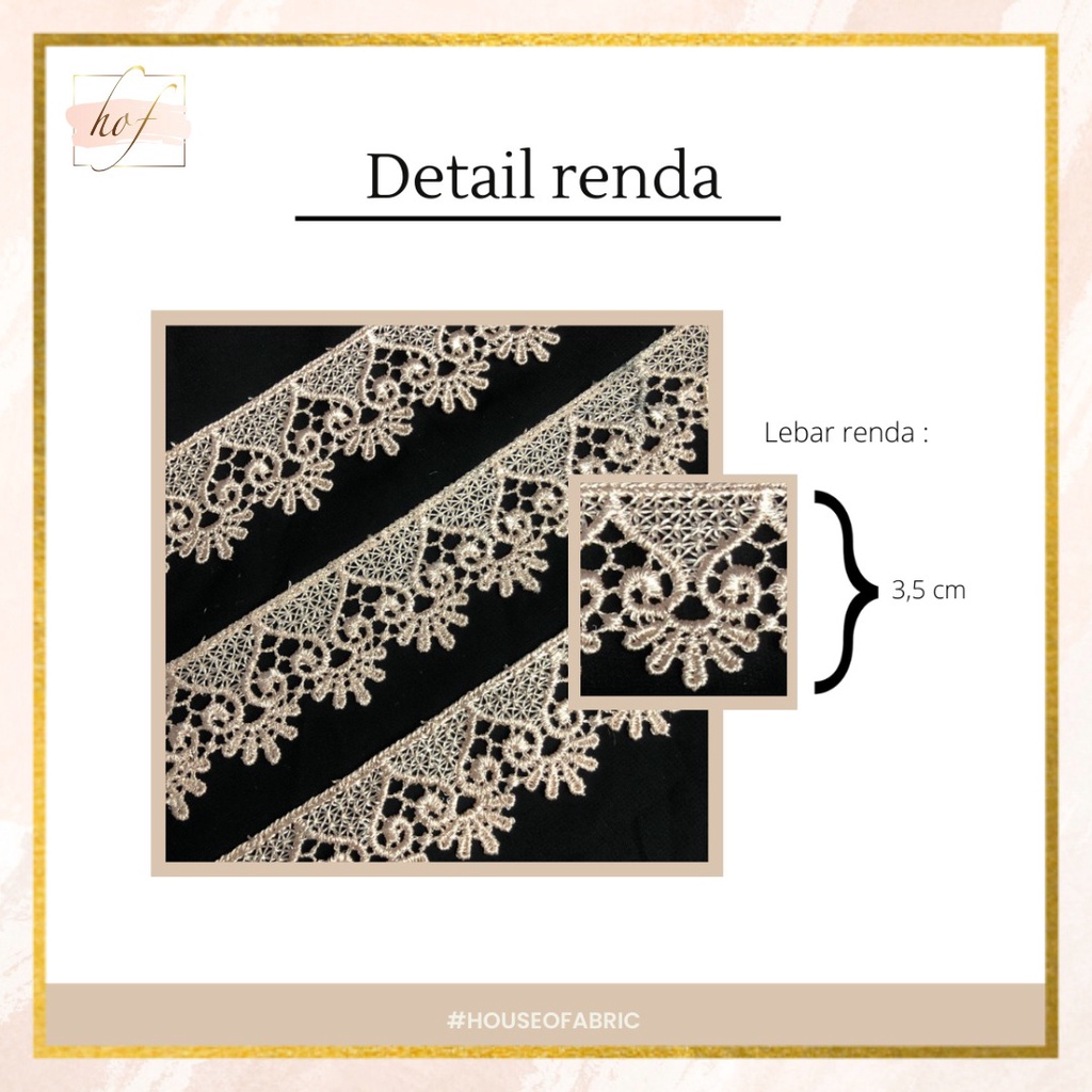 Renda KIPAS lebar 1cm renda Giper / Gyper / Ziper / Bordir ecer Meteran