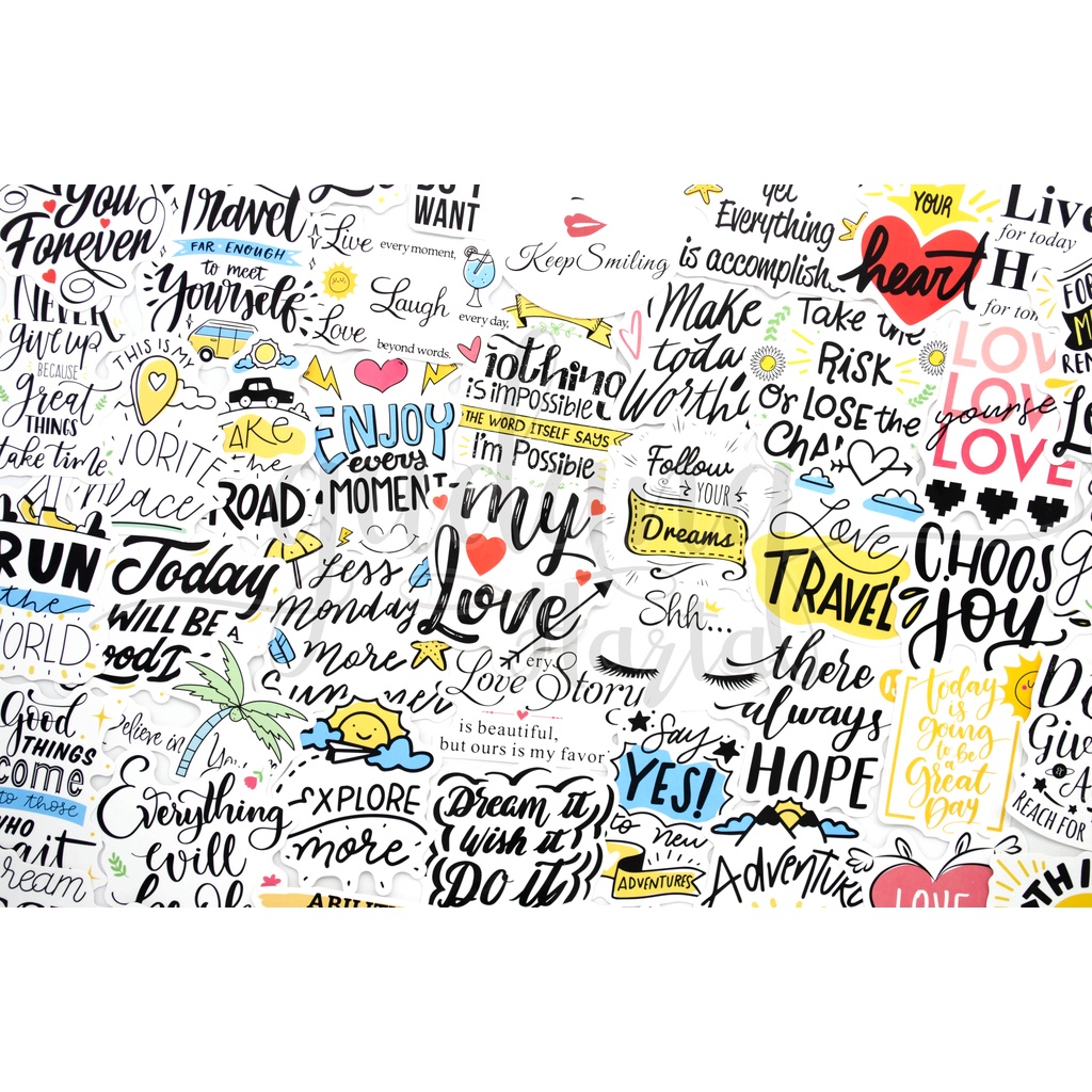 Stiker Positive Lettering Black And White Sticker Unik DIY Scrapbook GH 303513