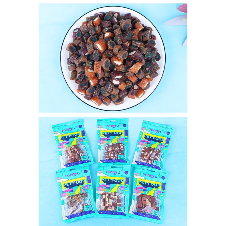 Snack Hewan Peliharaan Snack Kucing Cemilan Kucing 100g Ayam Bebek Daging Sapi kubus daging sapi