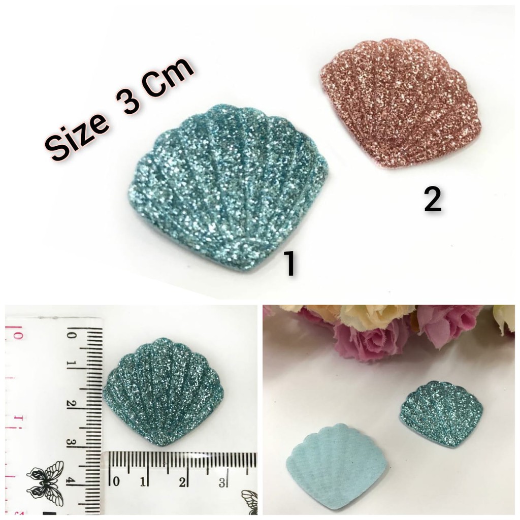1 Buah - 4 Cm Aplikasi Kerang | Kerang Gliter | Kerang Kilap | Bintang Laut