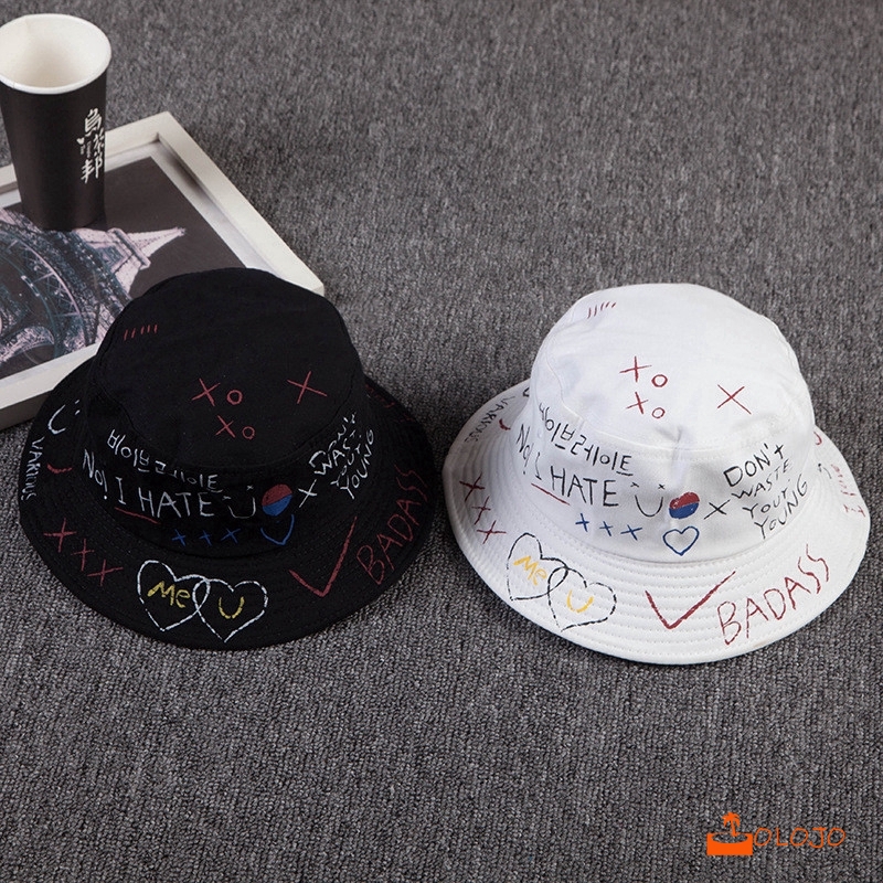 Topi Ember Motif Graffiti Gaya Korea Untuk Pasangan