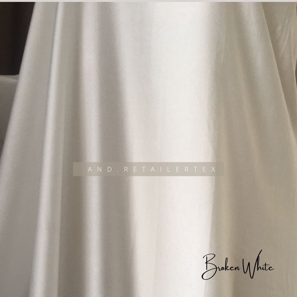 Kain Satin Maxmara Original Pure Silk 100% Warna Putih Tulang Broken White