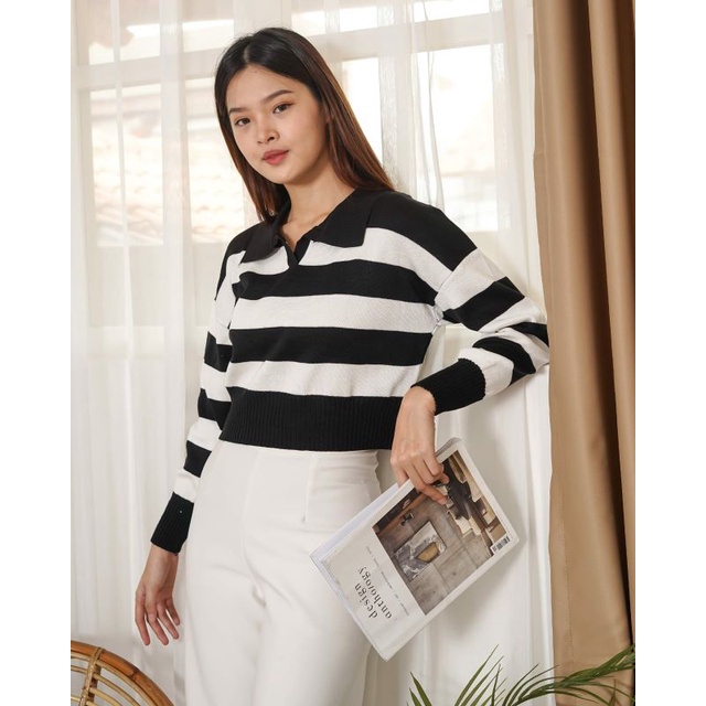 Orin Polo Stripes Knit Crop Import TM (29012)