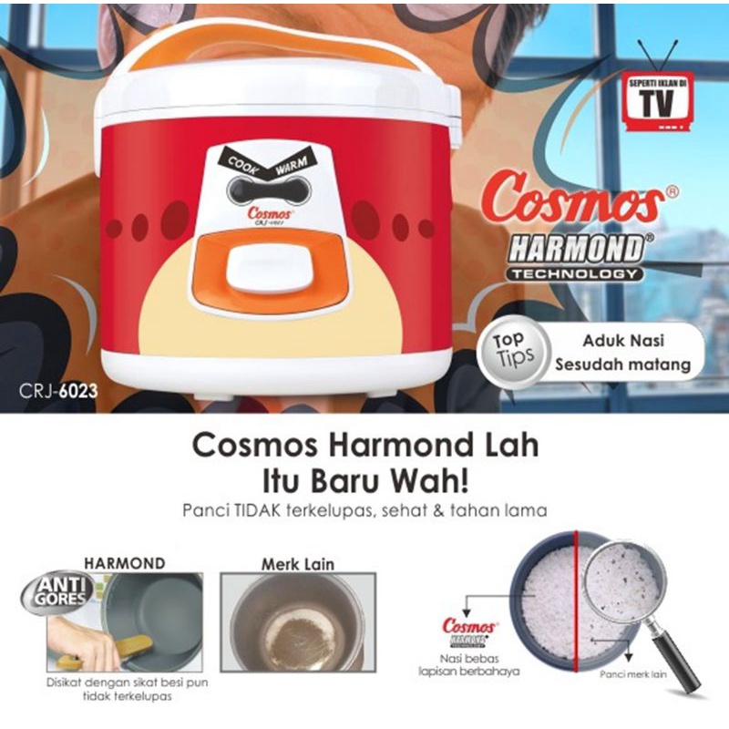 Rice Cooker / Penanak Nasi / Magic Com Cosmos CRJ-6023N 2L Harmond Anti Gores