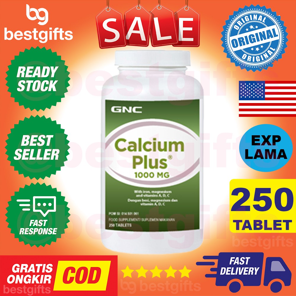 GNC CALCIUM PLUS 1000 MG KALSIUM MULTIVITAMIN MULTI VITAMIN VIT A C D IRON BESI MAGNESIUM 250 TABLET