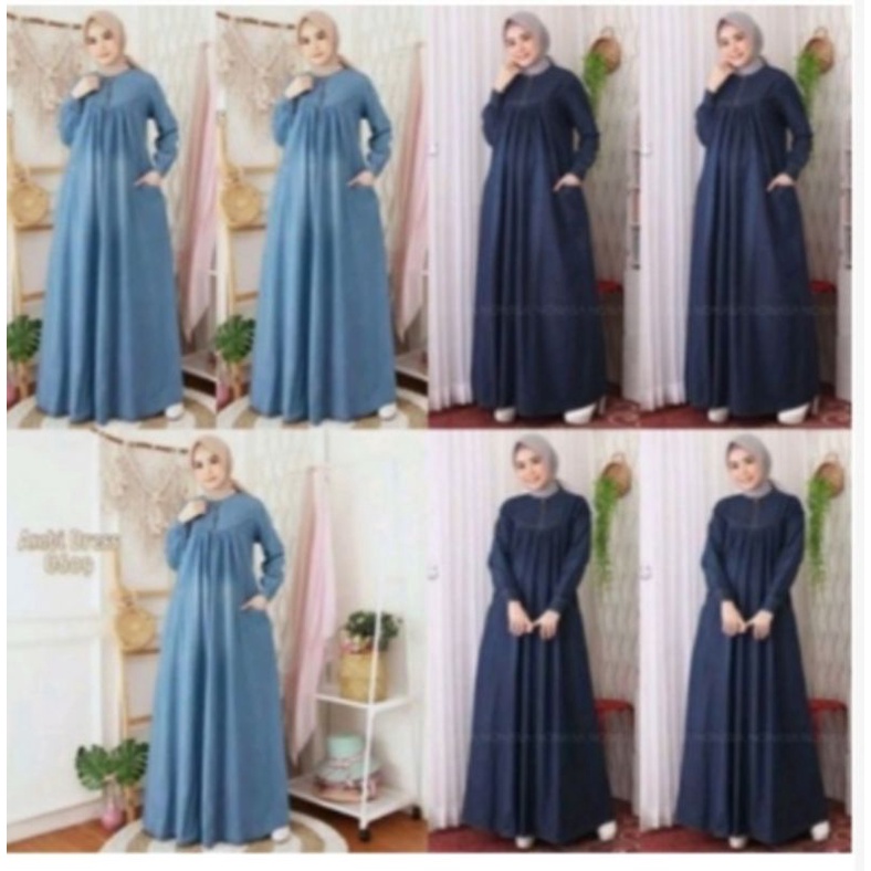 AMBIDRESS JEANS TERBARU//GAMIS JEANS WANITA MUSLIM//DRESS DENIM IMPORT//GAMIS JEANS JUMBO//TRENDY