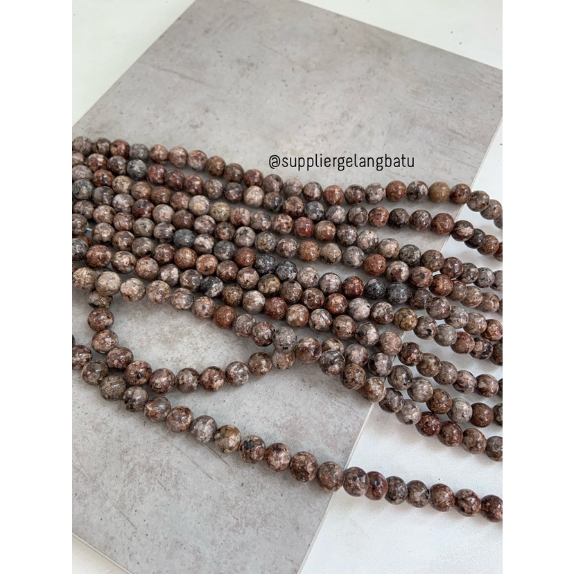 semi stone 10mm MOOKAITE cokelat akik bahan rangkai aksesoris lucu bahan kalung gelang kerajinan tangan craft manik