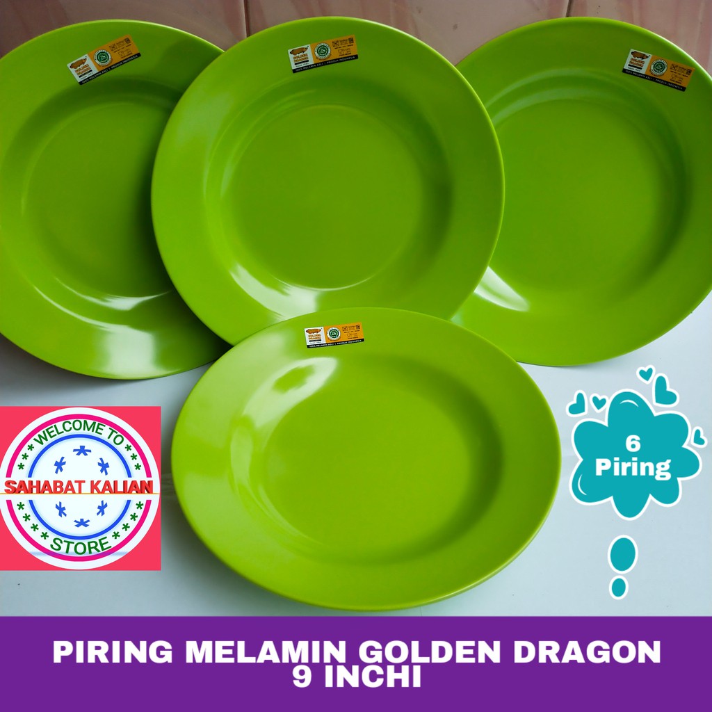 (6 PCS) PIRING MELAMIN GOLDEN DRAGON P0109 9 INCHI