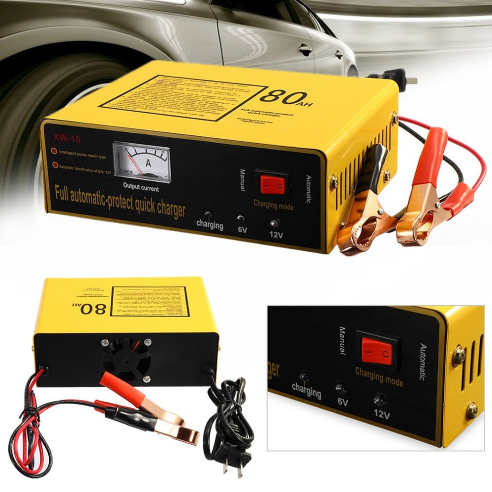 UrbanRoad Charger Aki Mobil Motor Lead Acid 140W 6V/12V 80AH - XW-10 - Yellow