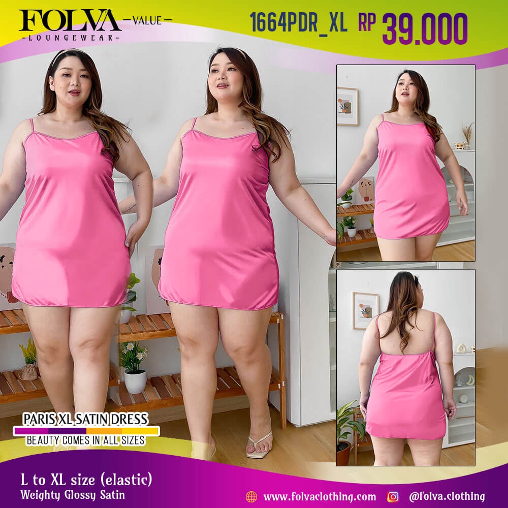 FOLVA Baju tidur wanita dress tanktop satin big size jumbo XL