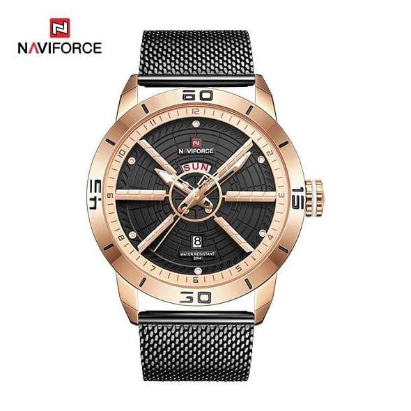 jam tangan pria naviforce 9155 original rantai pasir quartz analog