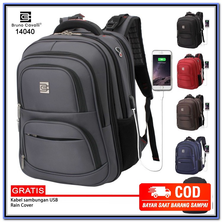 Idolabags - Ransel Sekolah Cowok Palo Alto Berkualitas Backpack P GZ590 Bruno Cavalli Expandable Mul