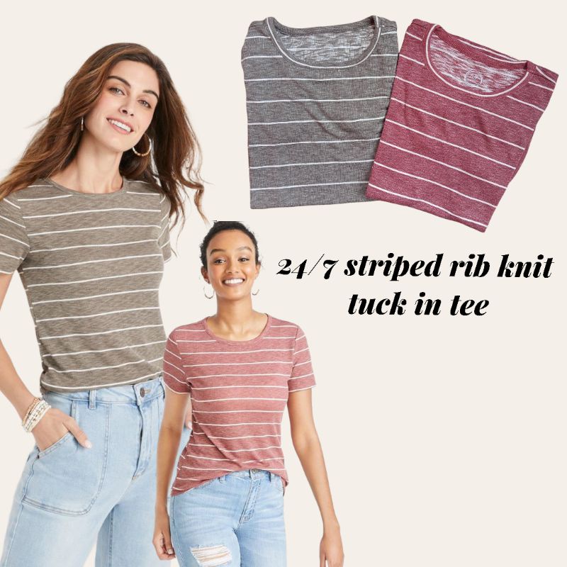 Blouse Maurices Solid Rib Knit Tuck In Tee