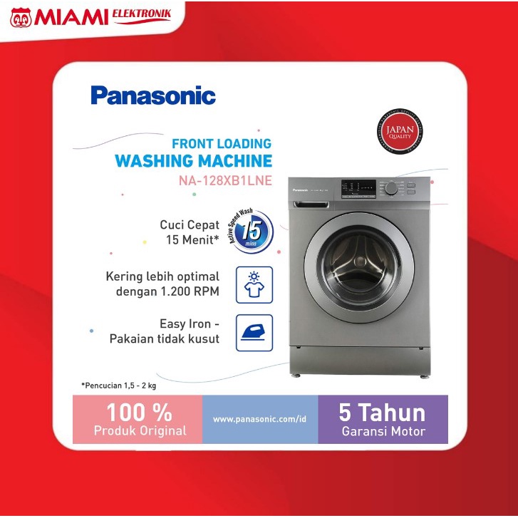 Panasonic Mesin Cuci Front Loading 8Kg 128XB1 Mesin Cuci / NA128XB1LNE / NA128XB1WNE