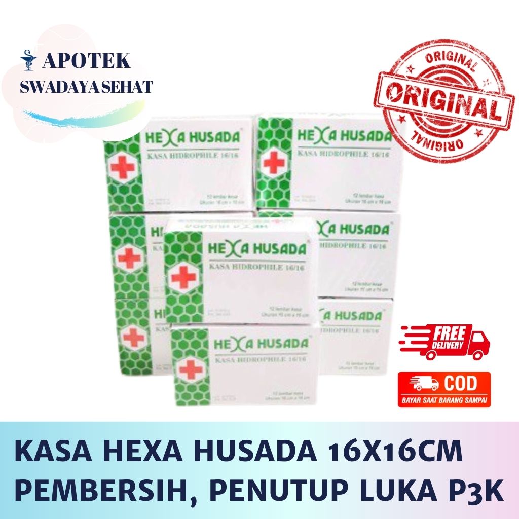 KASA HIDROFIL HEXA HUSADA BUNGA ROSE BR 16 X 16 CM Kain Kassa Box Hidrophile ISI 12 Hexahusada P3K