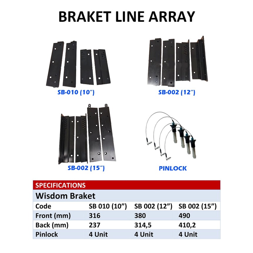 braket rigging line array 12&quot; model siku SB002 komplit pin 4 in 1 KUALITAS IMPORT