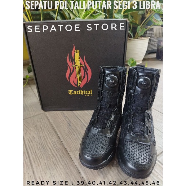 SEPATU PDL TNI POLRI TALI PUTAR TACTICAL LIBRA SEGI TIGA KULIT ASLI SEPATU PDL TACTICAL TALI PUTAR MERK TACTICAL