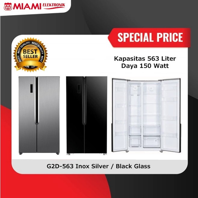 GEA Lemari Es Side By Side 563 Liter G2D-563 / Kulkas 2 Pintu 150 Watt G2D 563 Inverter