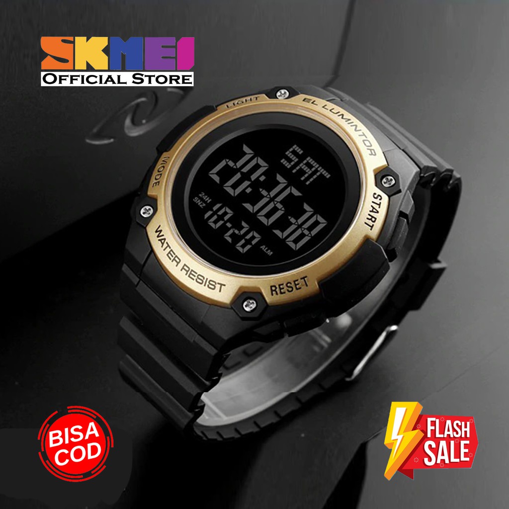 100% ORIGINAL SKMEI Digital Men Watch Jam Tangan Pria Anti Air 50m Karet PU Strap Flash Sale Murah