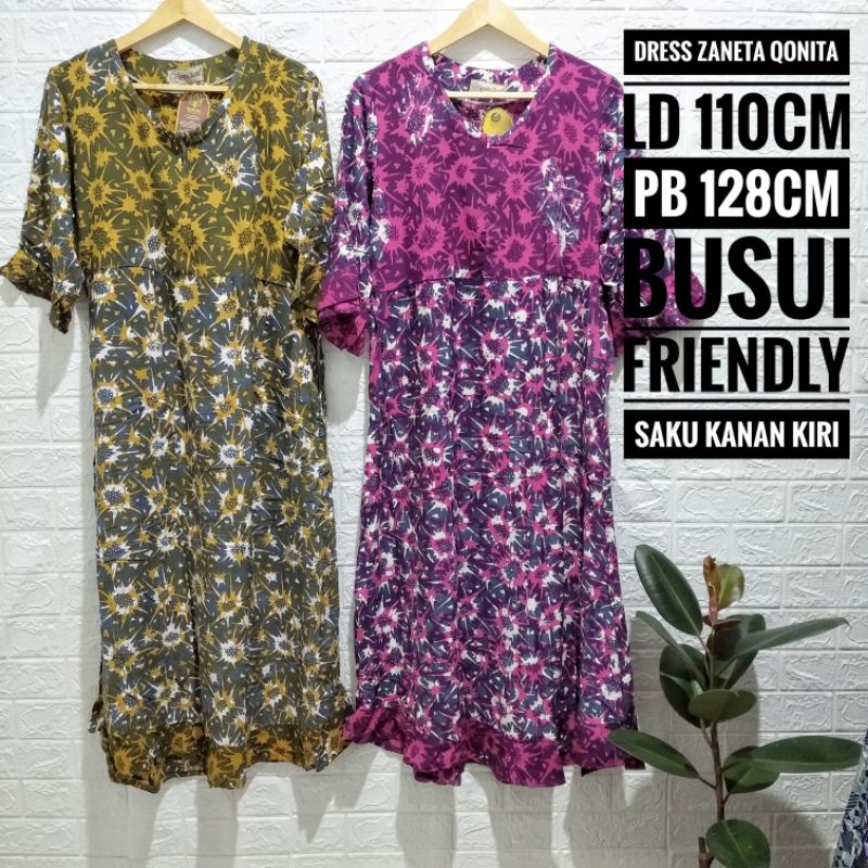 DRESS ZANETA QONITA || DASTER QONITA BUSUI HALUS MURAH
