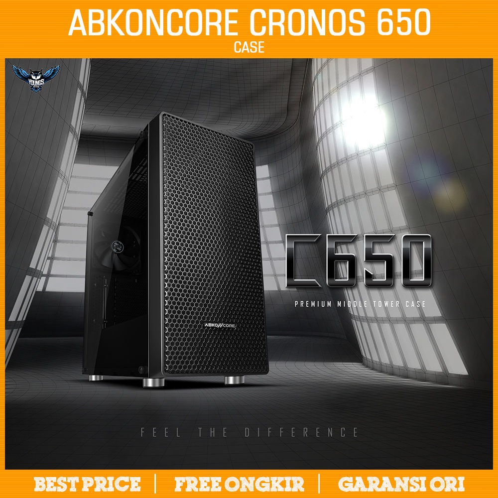 Casing Abkoncore Cronos 650 1 Fan 14cm HoneyComb Mesh ATX Premium Case