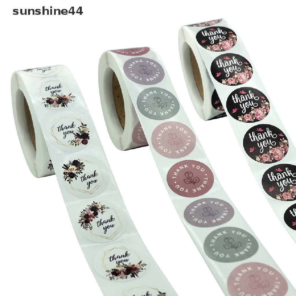 (Sunshine) 500pcs Stiker Label Segel Tulisan Thank You Untuk Kemasan Hadiah