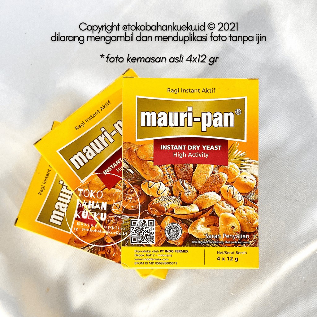 

MAURI PAN Ragi Kering Instant 4 x 12 gr Mauripan Mauri-pan Dry Yeast