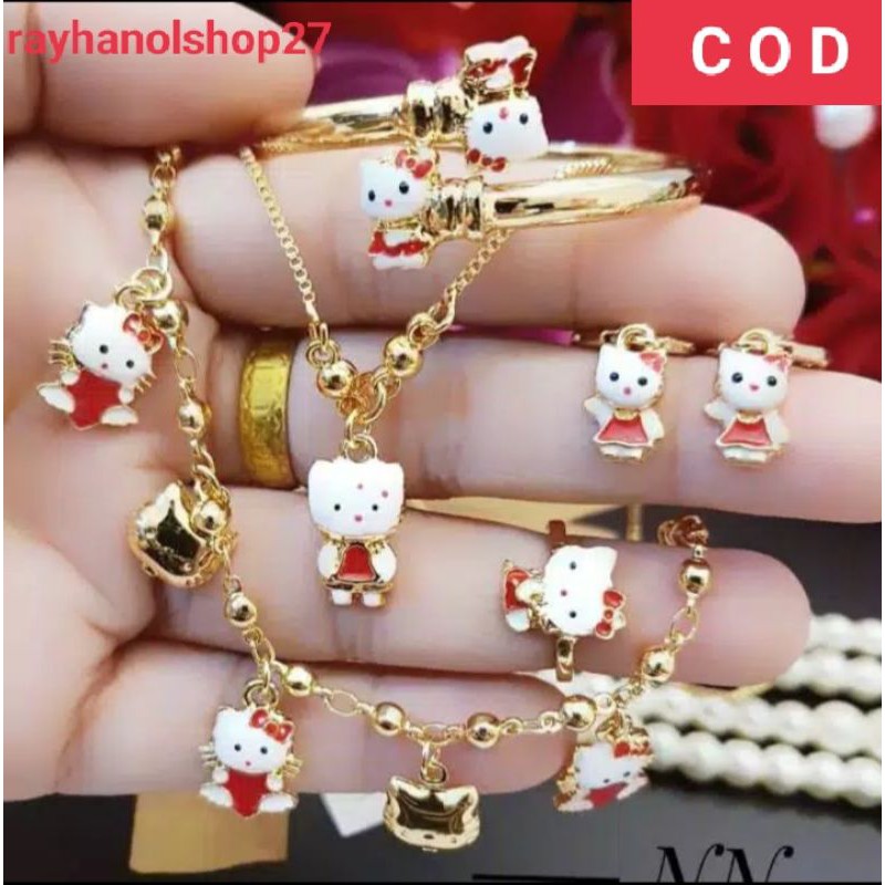 Set anak anak Titanium anti karat lapis emas 24K