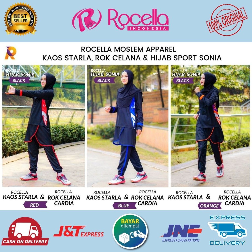 Jual Pilih Dan Mix Sendiri Warnamu Rocella Dry Fit Wanita Kaos Starla Celana Cardia Dan