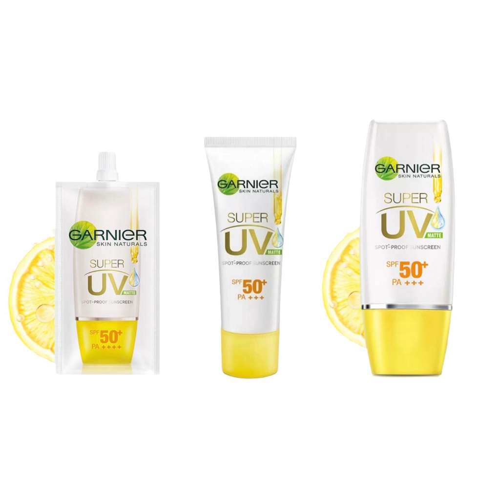 Garnier Super UV Spot-proof Sunscreen SPF 50+ PAA+++ Skin Care 30ml / 15ml / 7ml / Sachet (Matte Fin