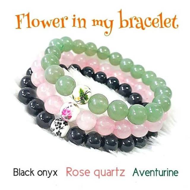 Gelang Batu Rose Flower Quartz 8mm