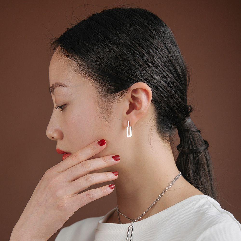 Needway Wanita Stud Earrings Trendy Eleagnt Persegi Panjang Geometris Temperamen Drop Earrings