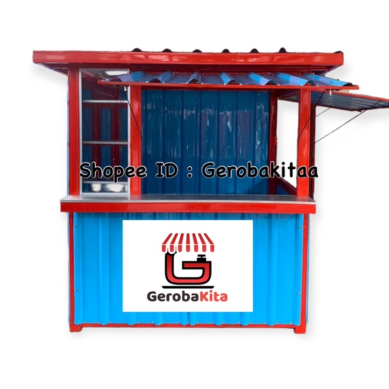 booth container dengan etalase dan alas / booth kontainer murah dengan lantai