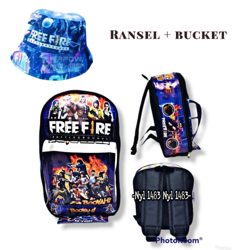 Tas ransel anak Paud Tk motif ff boboboy bentuk mobil gratis topi bucket