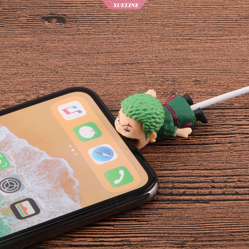 Pelindung Kabel Charger / Data USB Bentuk Kartun Anime One Piece Luffy Zoro Sanji Untuk iPhone
