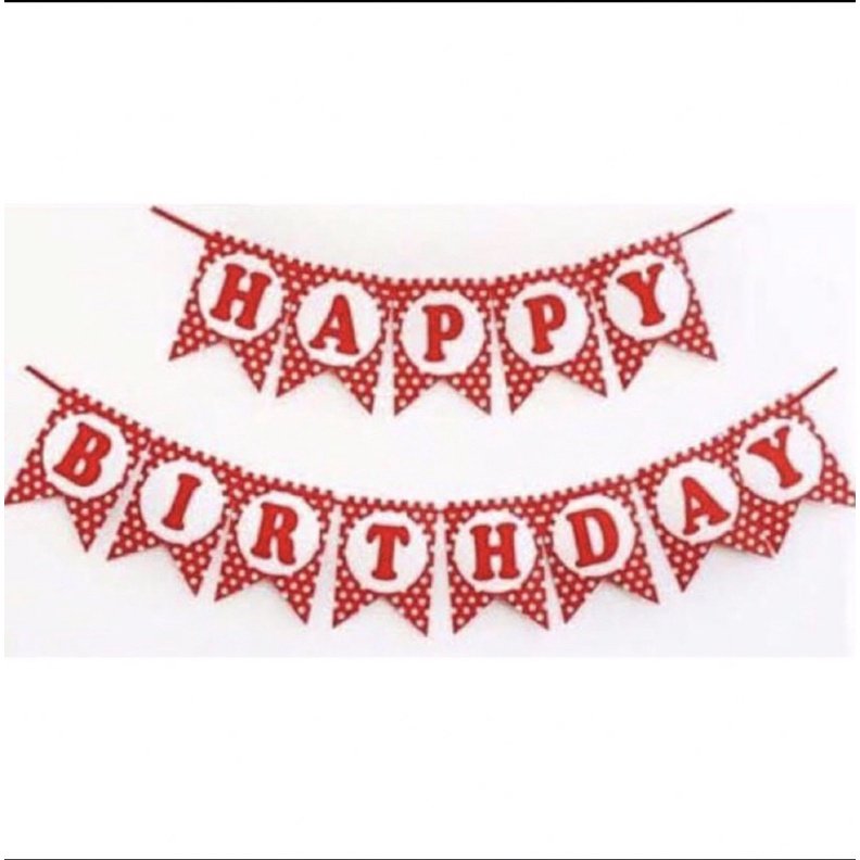 banner happy birthday polkadot / banner ulang tahun / baner ultah / bunting flag