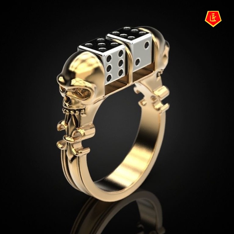 [Ready Stock]Creative Skull Dice Ring Vintage Punk Style