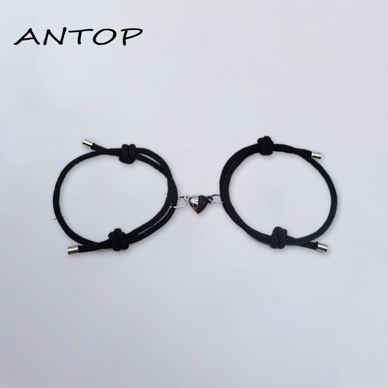 2 Pcs Pasangan Gelang Magnet Adjustable Pesona Gelang Cinta Aksesoris Fashion Hadiah ANTOP