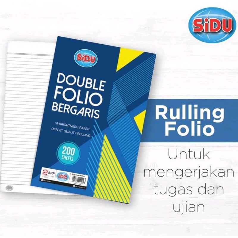 

Kertas Double Folio Garis SIDU / Sinar dunia isi 200 Lembar