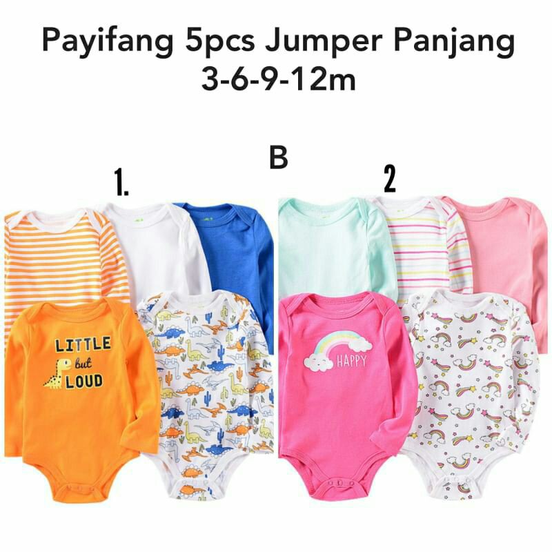 Jumper panjang Bayi import/ set jumper bayi lucu isi 5/ jumper baby 5in1