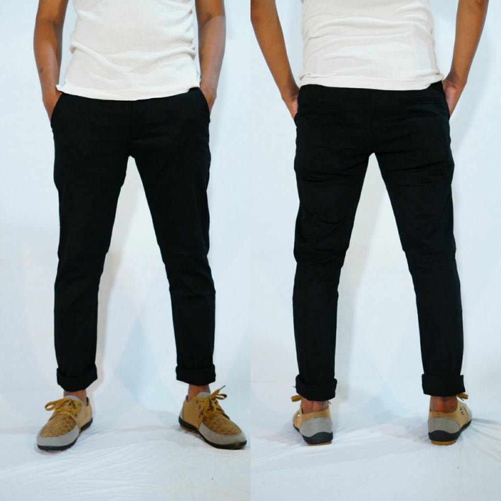 CELANA CINO Panjang Pria  Slimfit KERJAHARIAN Santai Casual Formal Hitam Abu Cream Mocca Size 27-38