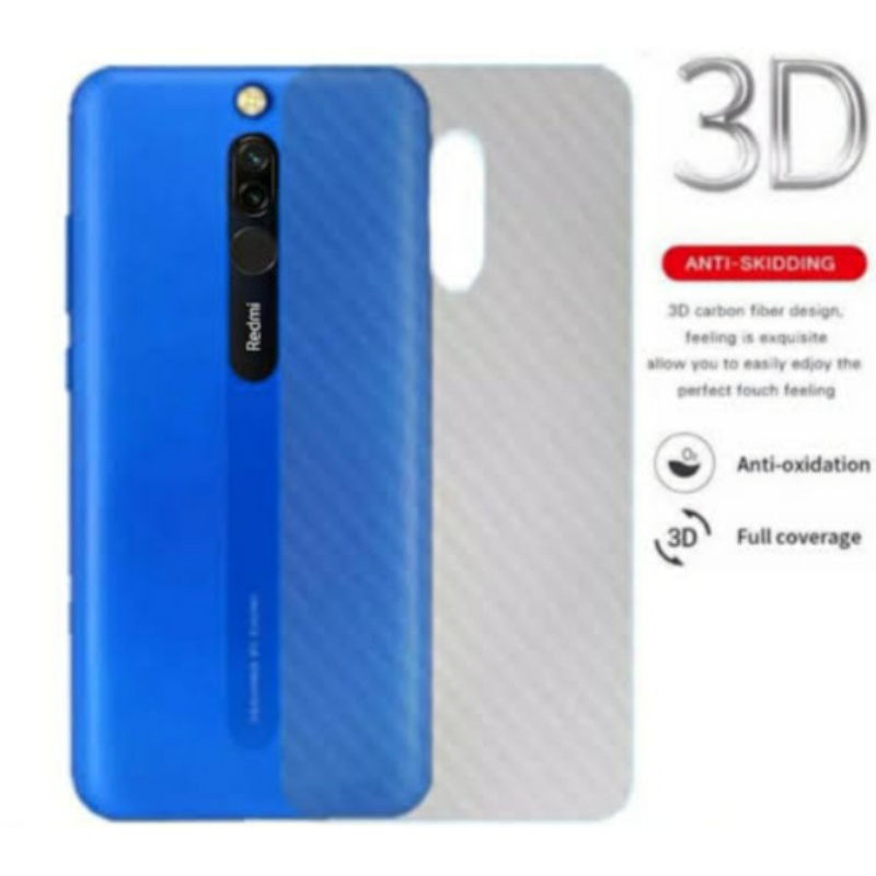 Skin Garskin Carbon Karbon Xiaomi Redmi 8 Redmi 8A Pro Anti Jamur Belakang Transparan