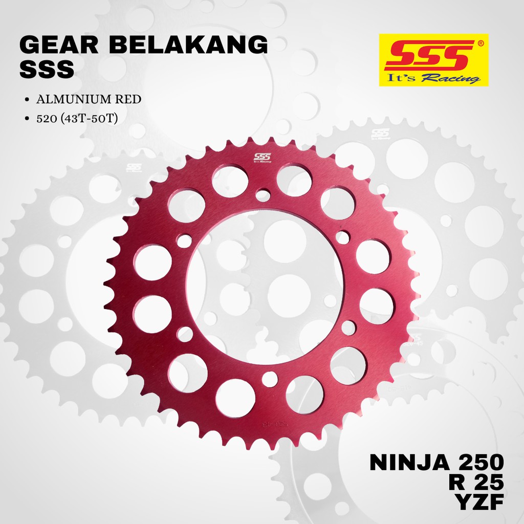 Gear gir ninja 250 FI r25 sss 520 41 42 43 44 45 46 47 48 49 ALUMUNIUM RED