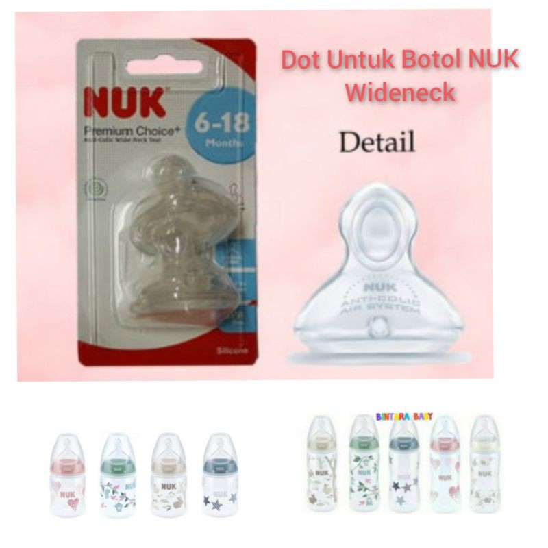 Nipple NUK Premium Choice Dot Botol Susu NUK 6-18m wide neck 0-6m Eceran / Dot Gepeng Wideneck bisa untuk Berbagai botol susu nipple 5cm