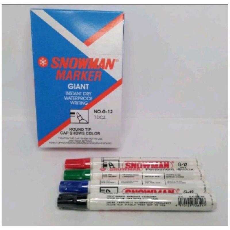 

ATK9 Spidol SNOWMAN PERMANEN per/1pak isi 12pcs
