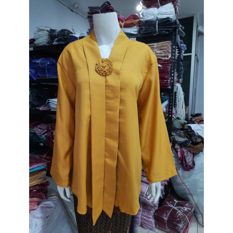 (P110/120) Kebaya Floy JUMBO - SUPER JUMBO lengan PANJANG hijab KeroncongBusana-Kuning Kunyit