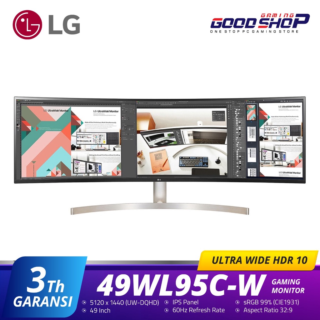 LG 49WL95C-W Ultra Wide Dual QHD IPS Curved HDR 10 - Gaming Monitor