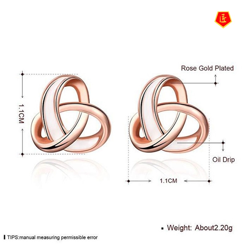 [Ready Stock]Creative Knotted Heart-Shaped Ear Studs 14K Rose Gold