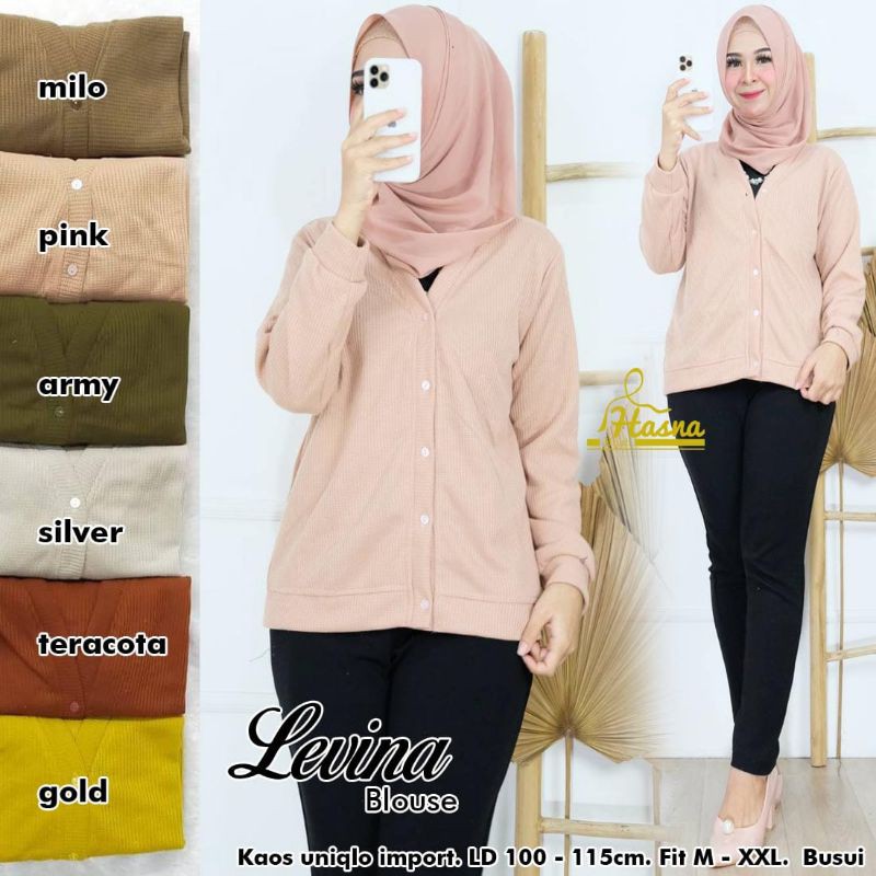 Levina Cardi - Atasan Wanita Dewasa Bahan Kaos Uniqlo Motif Polos